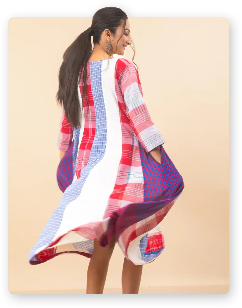 Model wearing Rouka Saree