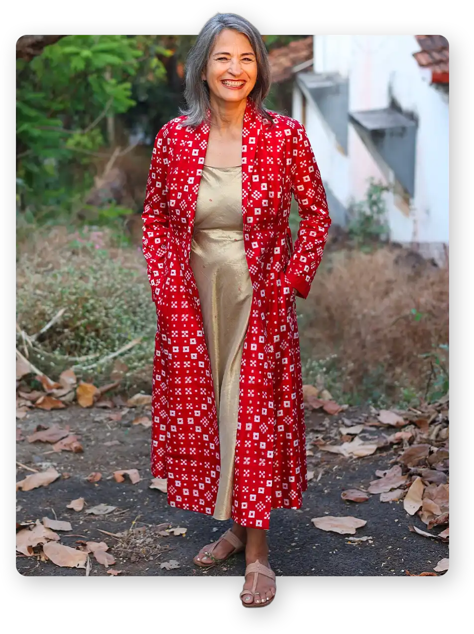 Model wearing Rouka Saree