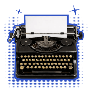 Typewriter symbolising contacting Belong over email