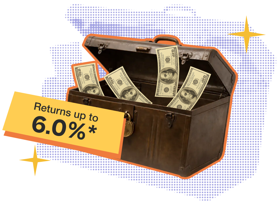 Trunk with currency notes representing NRI fixed deposits and best returns