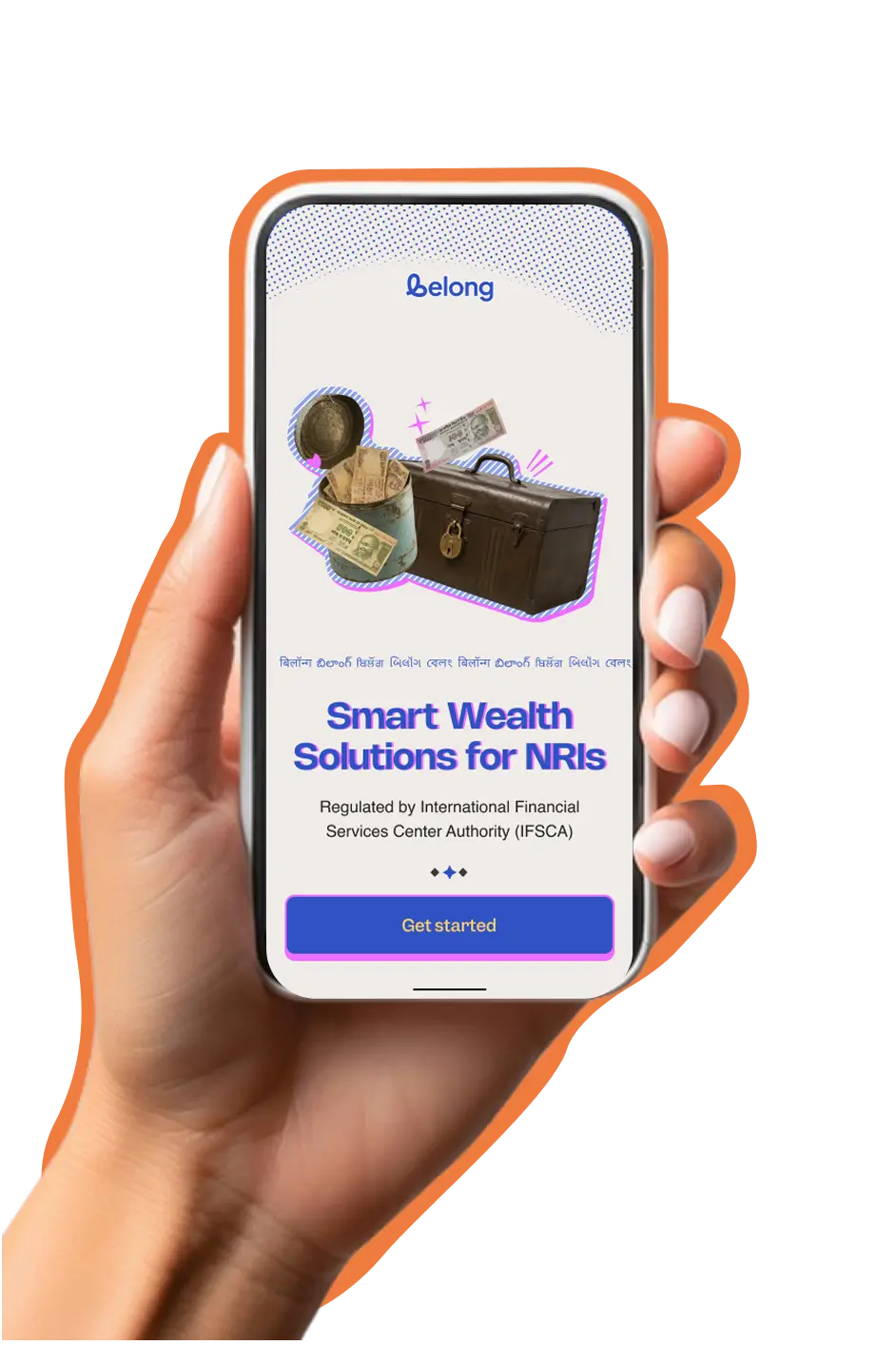 Belong investment app logo shown on a mobile phone