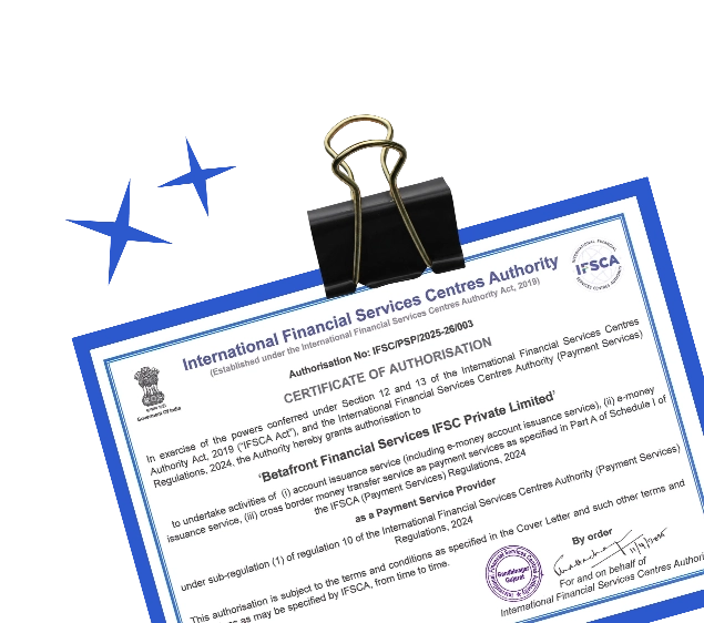 IFSCA Payment Service Provider authorisation certificate