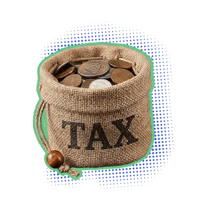 Rag with coins representing taxes
