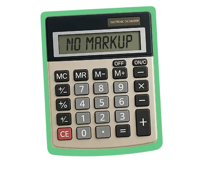 Calculator representing no markup pricing